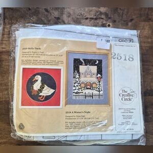 The Creative Circle Embroidery Kit - Winter's Night and Holly Duck